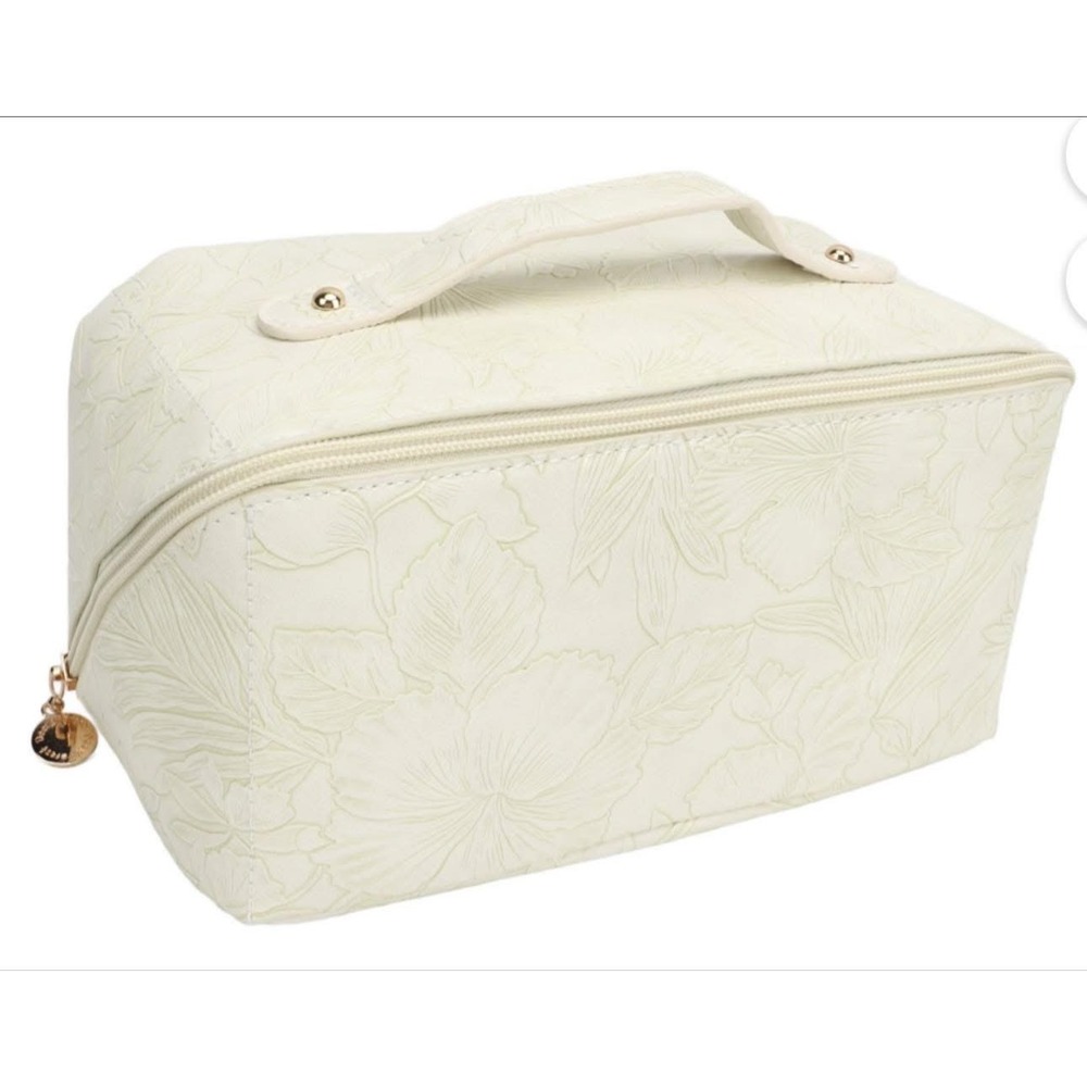 Elegant Floral Embossed‎ Cosmetic Bag Makeup Organizer Travel Toiletry Bag NWT - Picture 7 of 10